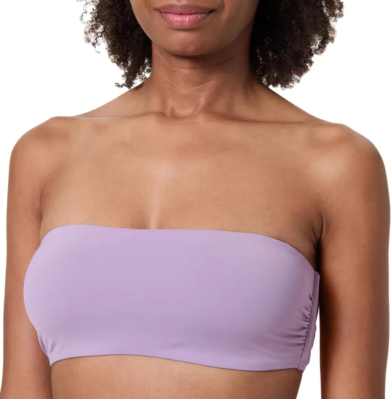 Calvin Klein ▫️ Top de biquíni tipo bandeau para mulher com enchimento removível