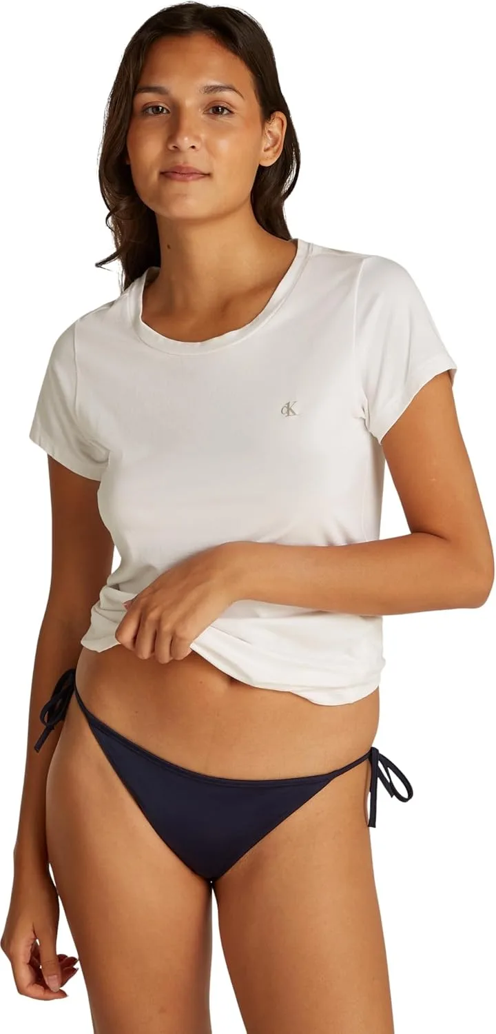 Calvin Klein ▫️ Calcinha de biquíni para mulher, com atilhos nas laterais, estilo desportivo