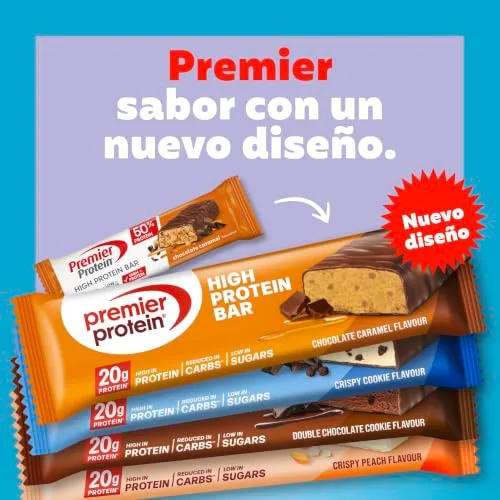 Premier Protein ▫️ Barra rica em proteínas 50% - Caixa com vários sabores - 20x40 g - Baixo teor de açúcar - Baixo teor de hidratos de carbono - Barra rica em proteínas 3
