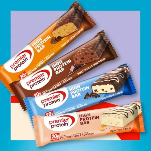 Premier Protein ▫️ Barra rica em proteínas 50% - Caixa com vários sabores - 20x40 g - Baixo teor de açúcar - Baixo teor de hidratos de carbono - Barra rica em proteínas 4