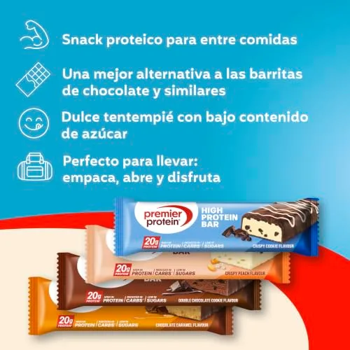 Premier Protein ▫️ Barra rica em proteínas 50% - Caixa com vários sabores - 20x40 g - Baixo teor de açúcar - Baixo teor de hidratos de carbono - Barra rica em proteínas 6