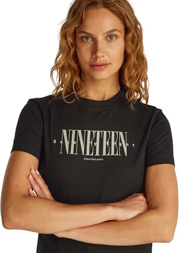 Calvin Klein ▫️ T-shirt de manga curta para mulher, com estampado, corte regular 3