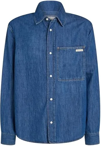 Calvin Klein ▫️ Camisa de ganga Regular Linear J30j327509, manga comprida, para homem 6