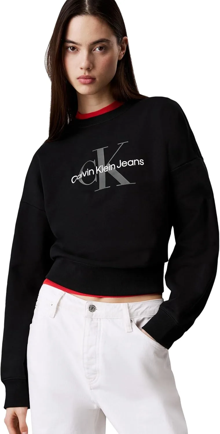 Camisola com gola redonda de felpo francês Monologo Calvin Klein para mulher