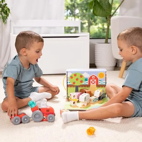 Melissa & Doug ▫️ Conjunto de Brinquedos «Quinta»: Blocos de Construção com Animais de Brincar em Madeira para Crianças, 56 peças - 6074894 - Brinquedos para crianças a partir dos 2 anos - Presente para crianças a partir dos 2 anos - Montessori - Certificados FSC 2