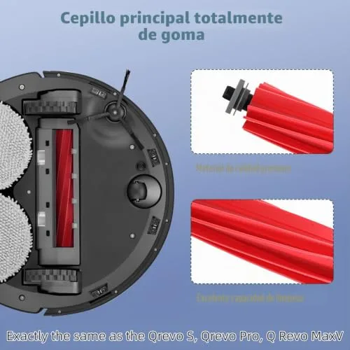 VIEWALL ▫️ Acessórios para o aspirador Roborock Qrevo Pro e Qrevo S: 1 escova principal, 2 filtros HEPA, 6 sacos para o pó, 4 toalhetes, 4 escovas laterais (pretas), 1 escova, 1 chave de fendas 3