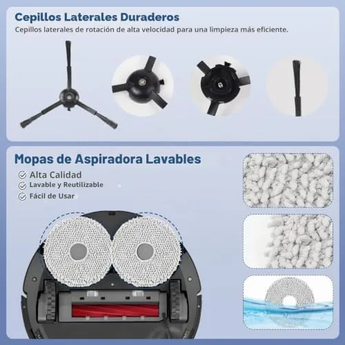 VIEWALL ▫️ Acessórios para o aspirador Roborock Qrevo Pro e Qrevo S: 1 escova principal, 2 filtros HEPA, 6 sacos para o pó, 4 toalhetes, 4 escovas laterais (pretas), 1 escova, 1 chave de fendas 4