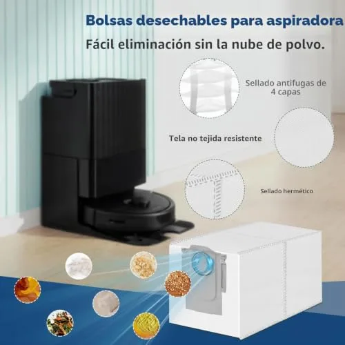 VIEWALL ▫️ Acessórios para o aspirador Roborock Qrevo Pro e Qrevo S: 1 escova principal, 2 filtros HEPA, 6 sacos para o pó, 4 toalhetes, 4 escovas laterais (pretas), 1 escova, 1 chave de fendas 5
