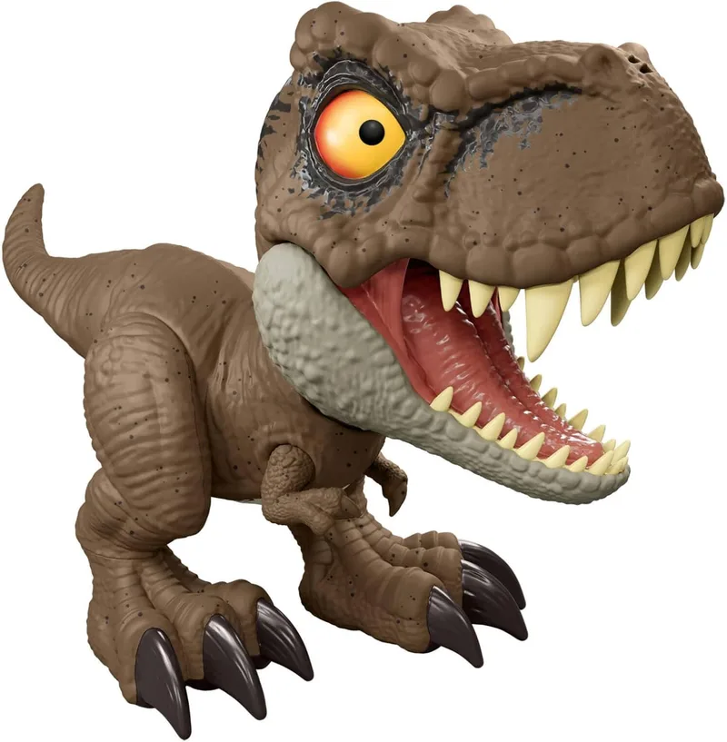 Mattel ▫️ Figura de brinquedo do dinossauro Tyrannosaurus rex Jurassic World Roar Command, grava frases e faz o Tyrannosaurus rex falar, ataque ativado pela cauda e rugido, JCW01