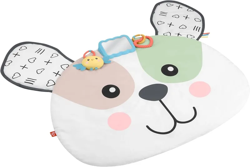 Fisher-Price ▫️ Giant Playmat Puppy Perfection Tummy Play Toy com actividades de desenvolvimento sensorial, para recém-nascidos a partir dos 0 meses, HYR51