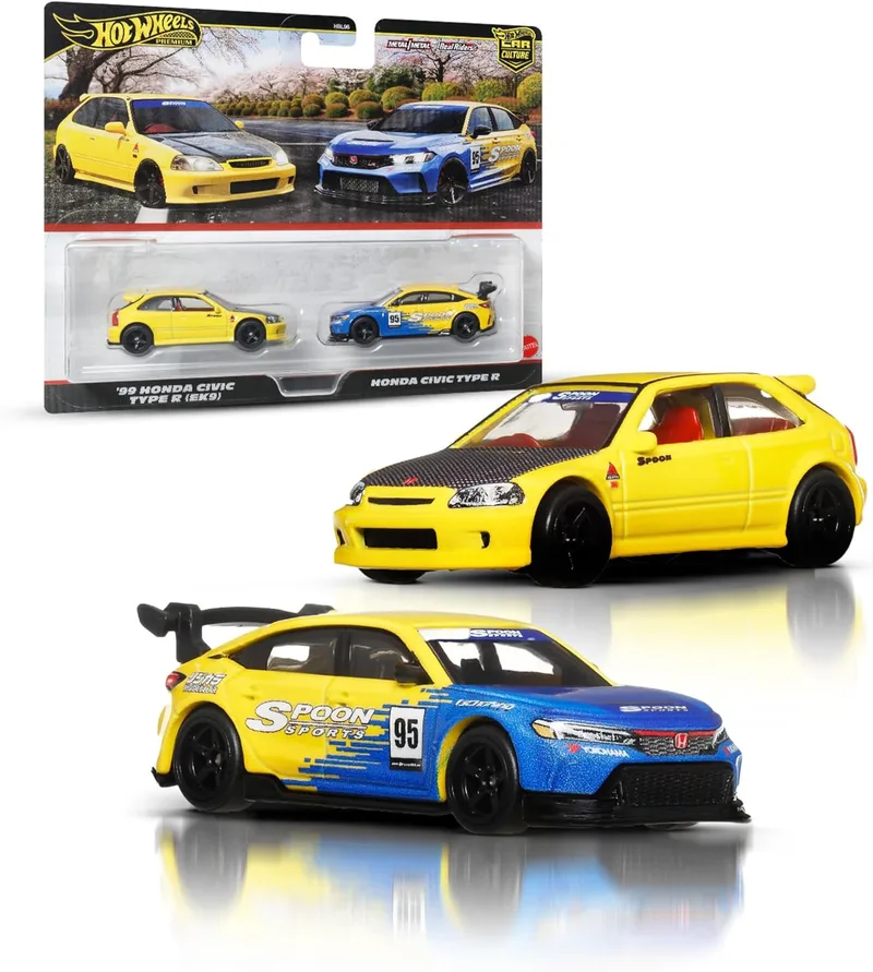 Hot Wheels ▫️ Pacote Premium Car Culture com dois veículos à escala 1:64, pares exclusivos, pneus Real Riders, chassis Metal/Metal, brinquedo para colecionadores, JBL00