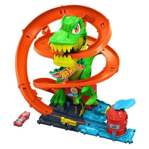 Hot Wheels ▫️ City: Batalha com o T-Rex e Carro de Brinquedo à Escala 1:64 4