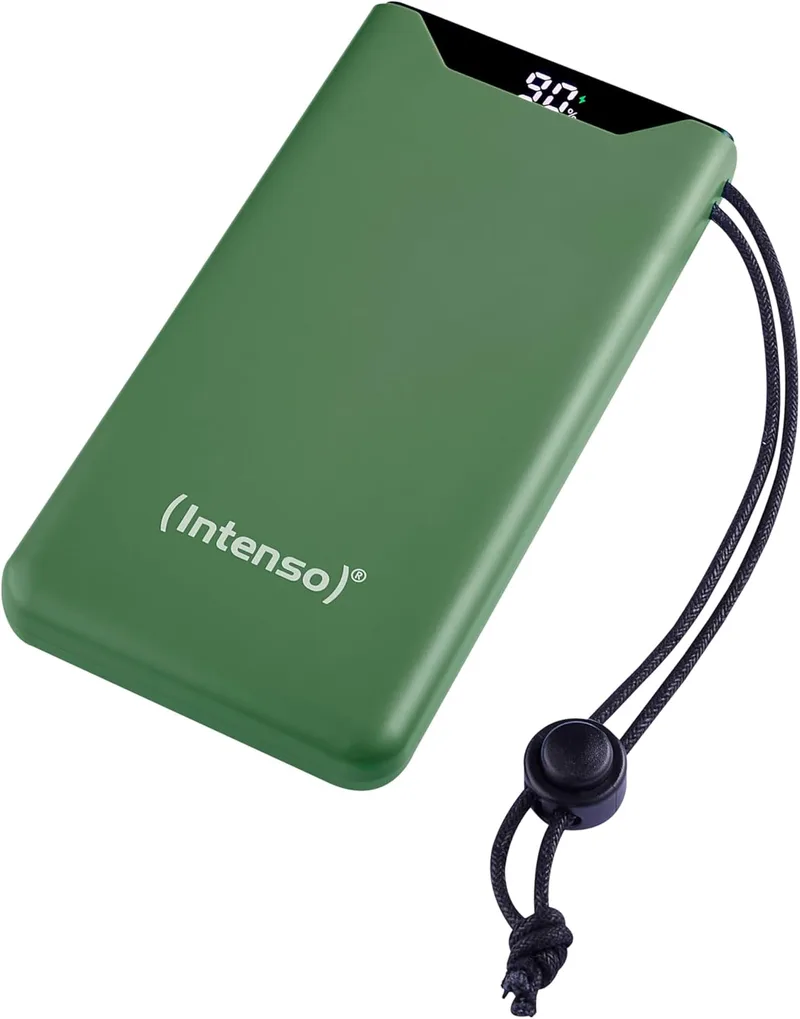 Intenso ▫️ Powerbank F10000 - Bateria externa com PD (20 W) e QC (18 W), conectores USB-C e USB-A, 10 000 mAh, cor verde