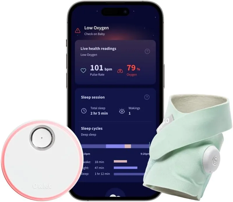 Owlet ▫️ ® Dream Sock Mint - Monitor de bebés inteligente com acompanhamento em tempo real dos parâmetros de saúde