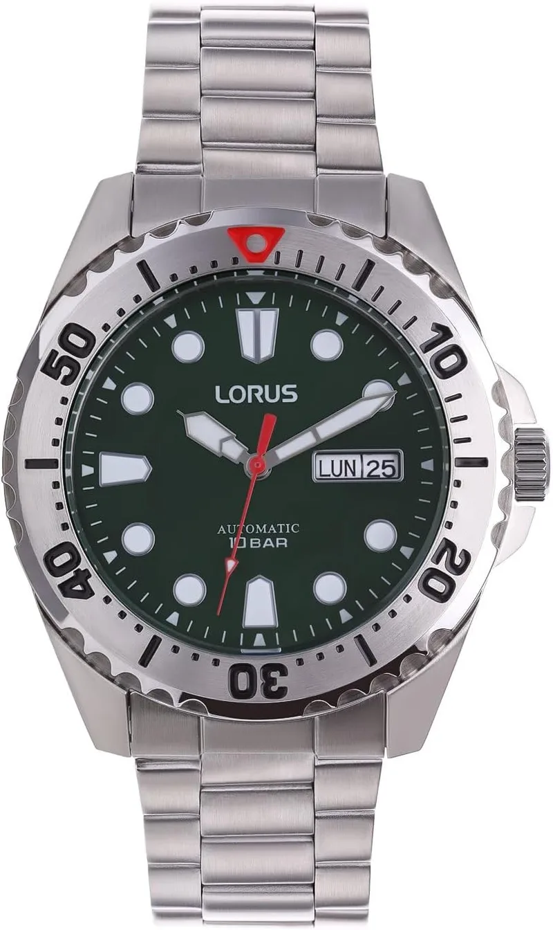 Lorus ▫️ Relógio analógico automático para homem com bracelete em aço inoxidável
