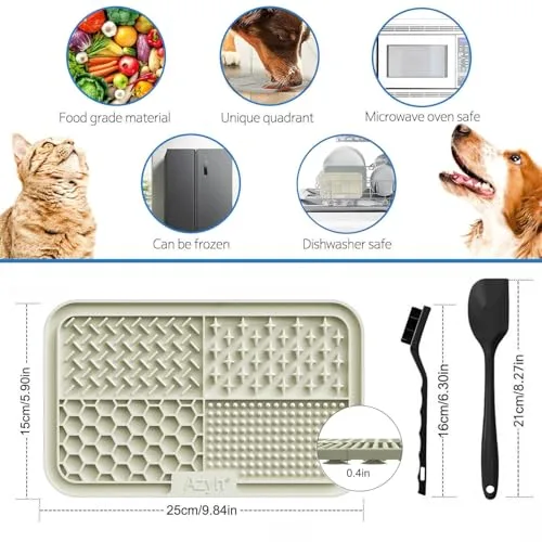 Azyh ▫️ Tapete para lamber para cães e gatos – Embalagem de 2 unidades, alimentação lenta para cachorros de grande porte e ansiosos, para manteiga e iogurte 3