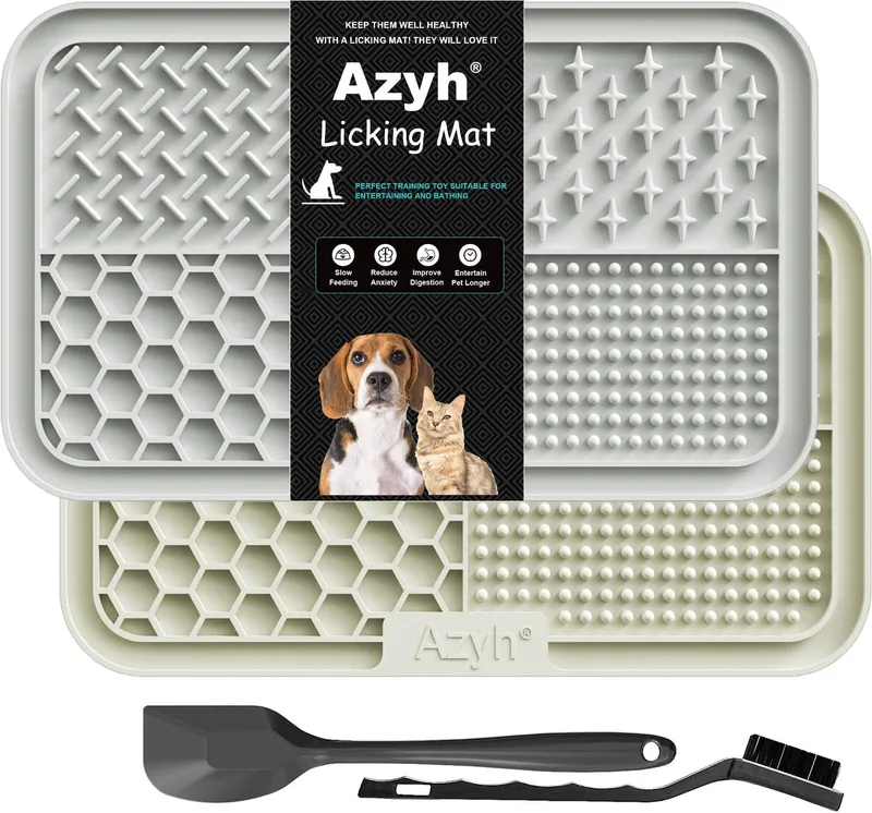 Azyh ▫️ Tapete para lamber para cães e gatos – Embalagem de 2 unidades, alimentação lenta para cachorros de grande porte e ansiosos, para manteiga e iogurte