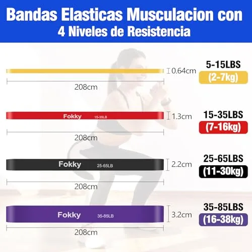 Fokky ▫️ Elásticos de Musculação com 4 Níveis de Resistência, 5-85 LBS 2