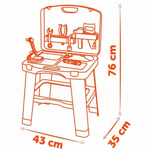 Smoby ▫️ Bancada de Trabalho Black & Decker em mala de transporte, 33 acessórios para martelar, perfurar e aparafusar (7600360734) 4