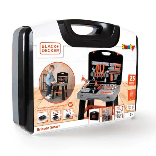 Smoby ▫️ Bancada de Trabalho Black & Decker em mala de transporte, 33 acessórios para martelar, perfurar e aparafusar (7600360734) 5