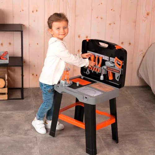 Smoby ▫️ Bancada de Trabalho Black & Decker em mala de transporte, 33 acessórios para martelar, perfurar e aparafusar (7600360734) 6
