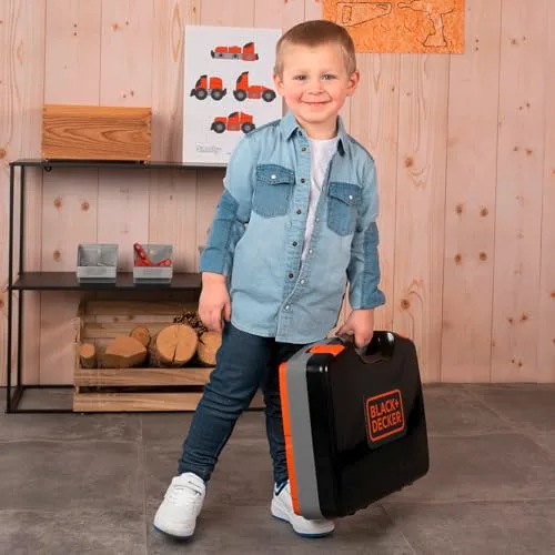 Smoby ▫️ Bancada de Trabalho Black & Decker em mala de transporte, 33 acessórios para martelar, perfurar e aparafusar (7600360734) 7