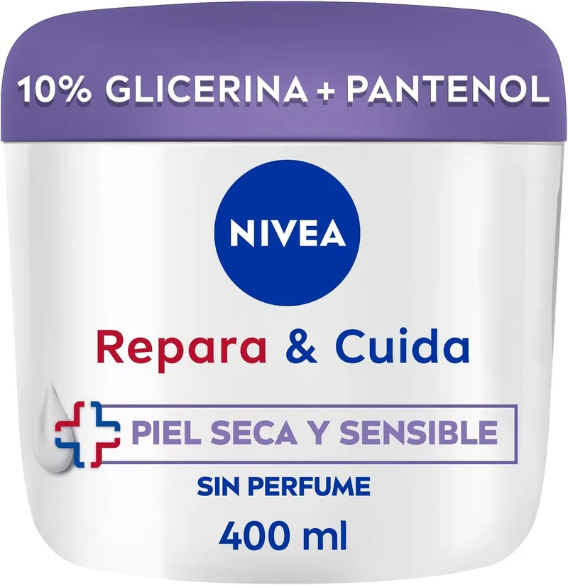 NIVEA ▫️ Repair & Care Creme Hidratante Corpo, Rosto e Mãos (1 x 400 ml), creme hidratante de 72 horas com glicerina e pantenol, para peles secas e sensíveis, sem perfume