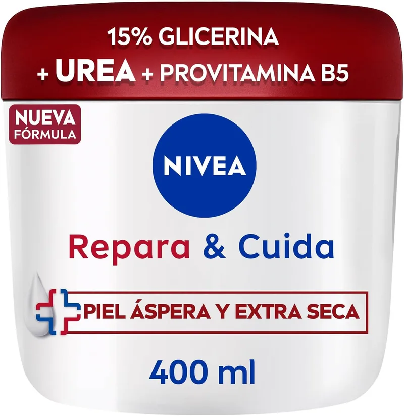 NIVEA ▫️ Repair & Care Creme Hidratante para o Corpo, Rosto e Mãos (1 x 400 ml), creme hidratante com glicerina e ureia, hidratação de 72 horas para peles extremamente secas e ásperas.