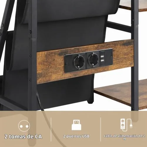 Bikoney ▫️ Mesa Auxiliar para Gira-discos com Tomada Elétrica, Armazenamento de Discos de Vinil em 3 Níveis com Capacidade para até 200 Álbuns, Suporte para Discos de Vinil para a Sala de Estar 3