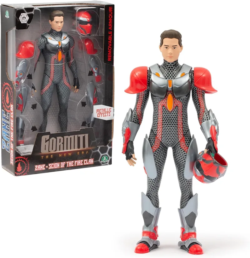 GORMITI THE NEW ERA ▫️ Gormiti - Figura de 27 cm do Zane com várias peças de armadura, Gormiti da Nova Era, armadura removível, brilhante com acabamentos metálicos, 9 pontos de articulação, famosa (GRV03400)