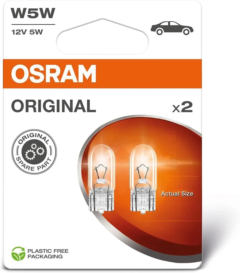 OSRAM ▫️ ORIGINAL LINE 12 V, W5W, lâmpada de sinalização, base em cunha de vidro, dupla ampola (2 lâmpadas)