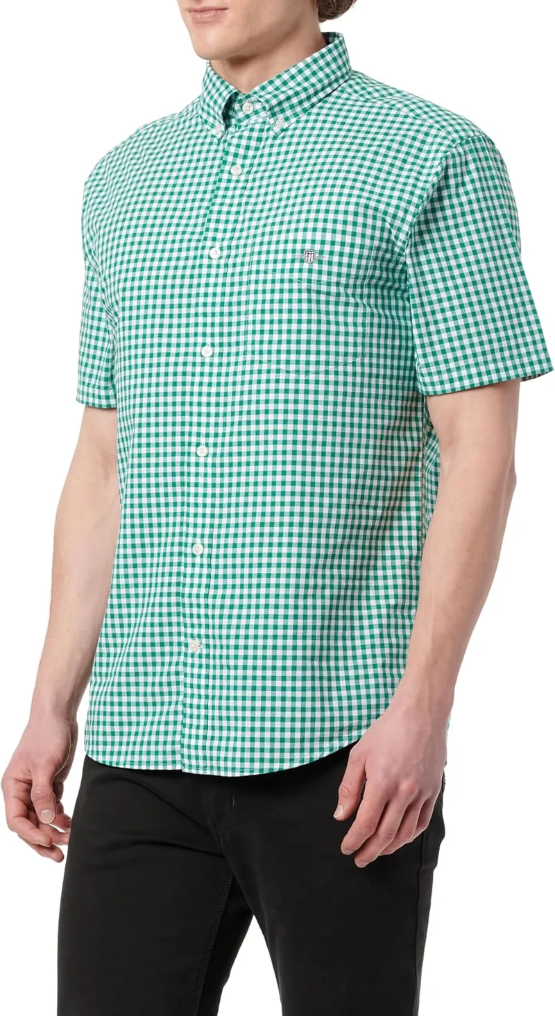 GANT ▫️ Camisa Reg Classic Poplin Gingh SS para homem