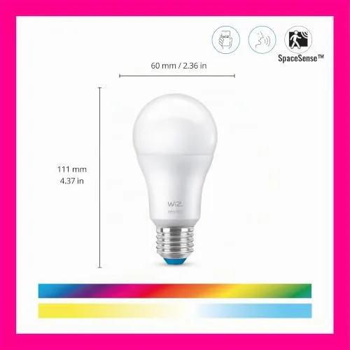 WiZ ▫️ Lâmpada Smart LED A60, Branco Quente a Branco Frio, Casquilho E27, 60 W, 806 lúmenes, regulável, compatível com Alexa, Google Assistant e Apple Home, embalagem de 1 unidade 2