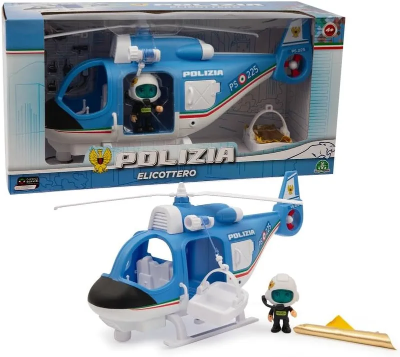 Giochi Preziosi ▫️ Helicóptero da polícia Helicóptero da polícia, veículo de salvamento, inclui figura articulada de 7 cm e acessórios, para crianças a partir dos 4 anos