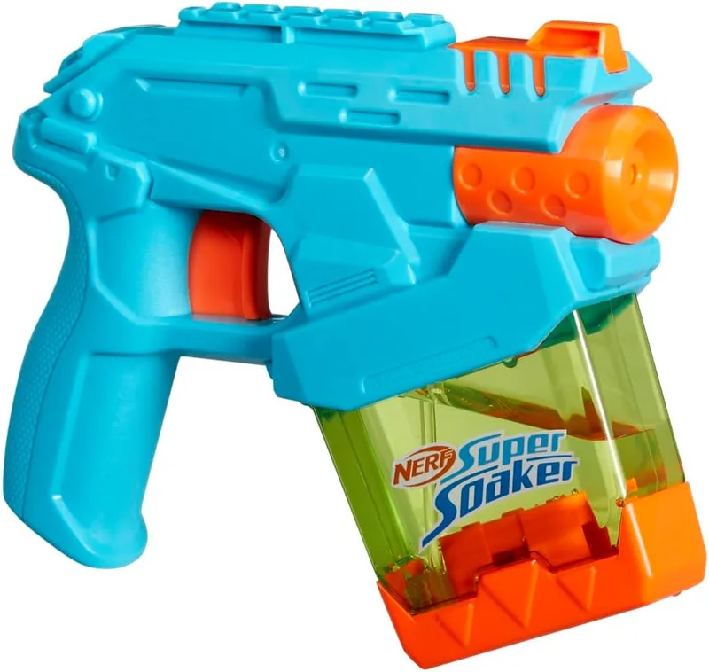 Super Soaker ▫️ Hasbro Nerf Mini Dunk-Fill, Lançador de Água Pequeno, Mergulha e Recarrega, Brinquedos para Meninos e Meninas a partir dos 6 Anos, Cor Azul, Festa em Família