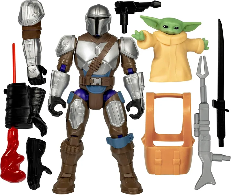 Star Wars ▫️ MixMashers, Mandalorian e Grogu, conjunto de figuras de luxo e acessórios para misturar e combinar