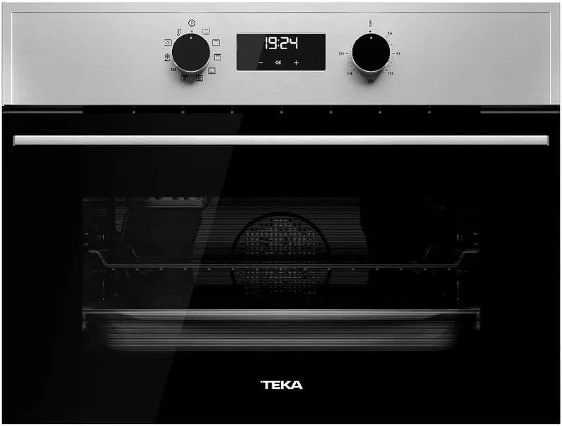 Teka ▫️ HSC 635 P S - Forno compacto pirolítico multifunções de 45 cm, sistema de limpeza HydroClean PRO, 8 funções de cozedura, controlo tátil, aquecimento rápido, cor aço inoxidável