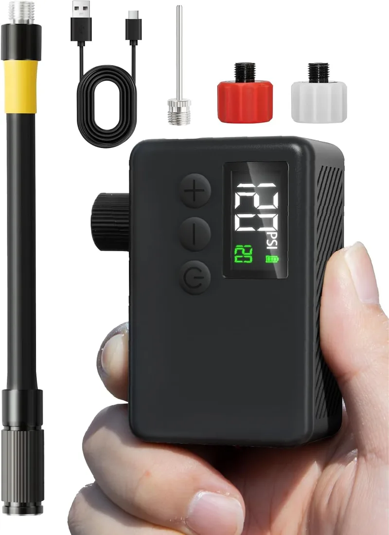 GPUTEK ▫️ Inflador Elétrico para Bicicleta 120 PSI - Mini-bomba de ar, manómetro
