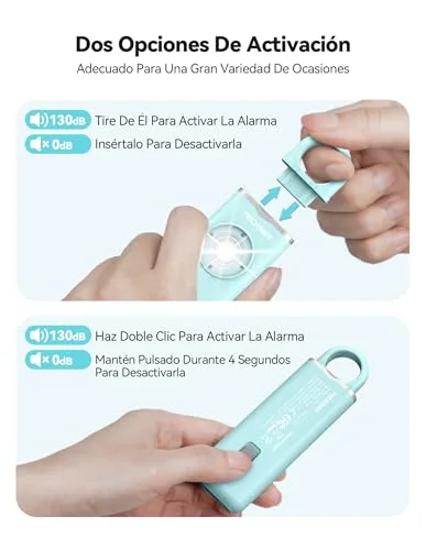 TECKNET ▫️ Alarme Pessoal de Emergência 130 dB com luz estroboscópica, recarregável, porta-chaves com alarme de segurança para idosos/mulheres/crianças/alarmes de segurança para autodefesa 3