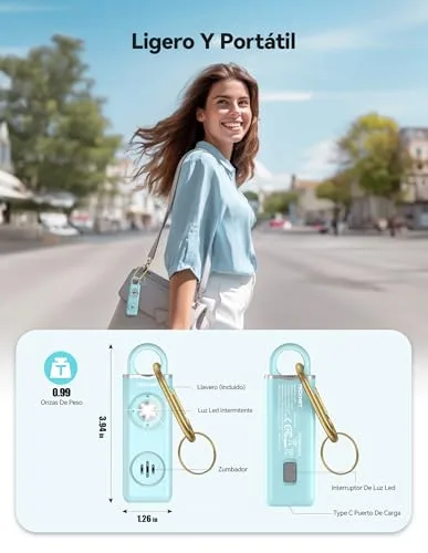 TECKNET ▫️ Alarme Pessoal de Emergência 130 dB com luz estroboscópica, recarregável, porta-chaves com alarme de segurança para idosos/mulheres/crianças/alarmes de segurança para autodefesa 5