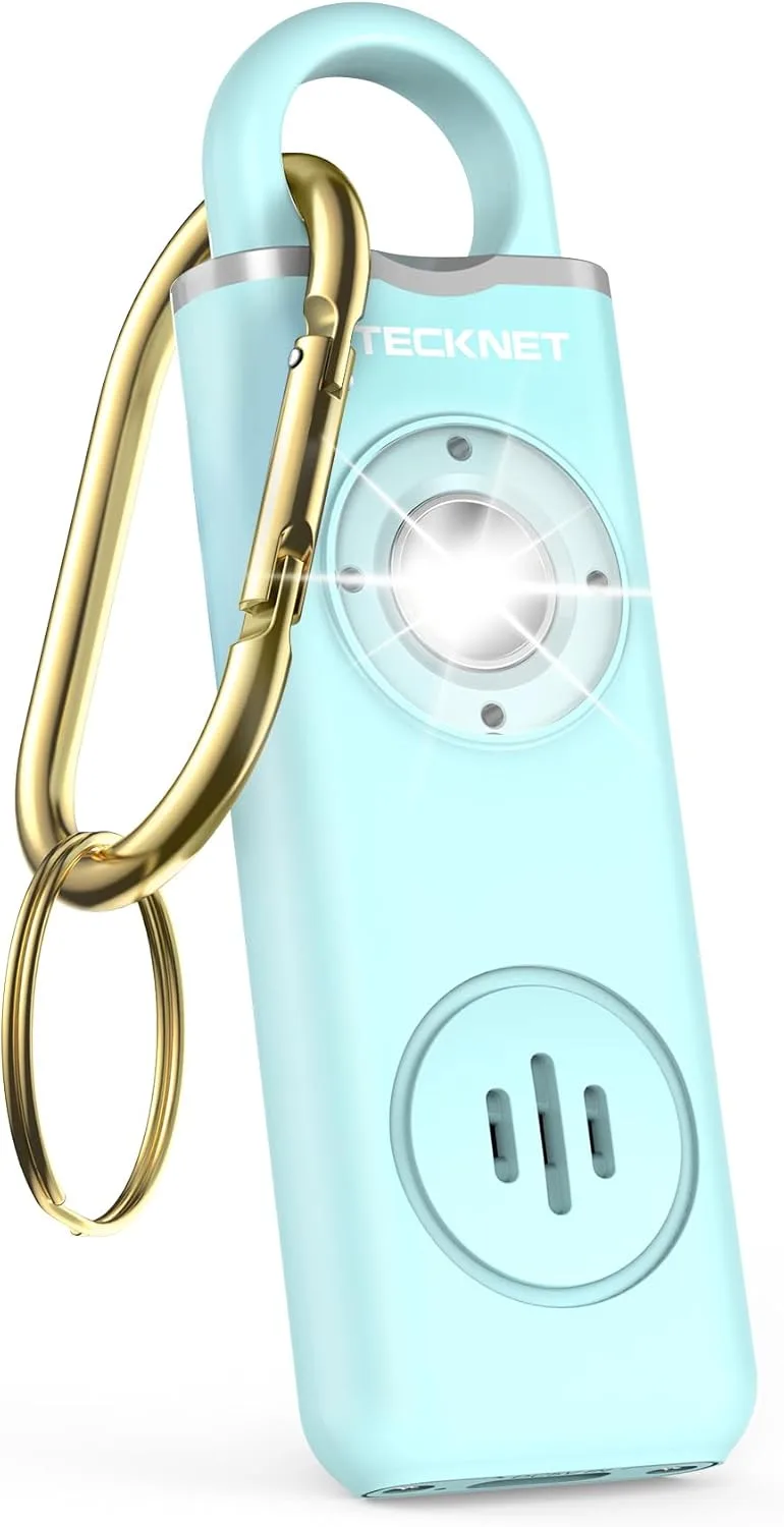 TECKNET ▫️ Alarme Pessoal de Emergência 130 dB com luz estroboscópica, recarregável, porta-chaves de alarme de segurança para idosos/mulheres/crianças/alarmes de segurança para autodefesa