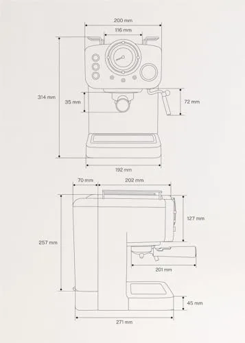 CREATE ▫️ / THERA RETRO / Máquina de café expresso semiautomática em arenito mate e madeira / 20 bar, braço com saída dupla, depósito de 1,25 L, café moído e cápsulas ESE de 55 mm, com vaporizador, 1100 W 5