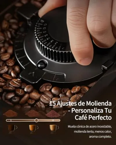 ZACHVO ▫️ Máquina de café superautomática com sistema de leite – 20 bar, 7 bebidas, 15 níveis de moagem, depósito de água de 1,5 L, caldeira dupla, controlo PID, limpeza automática, ecrã tátil, café com leite 4