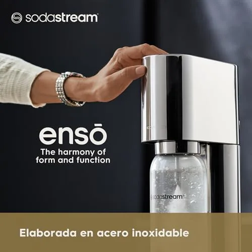 sodastream ▫️ Enso - Máquina de gaseificação de água premium em aço inoxidável, inclui garrafa de 1 litro para gaseificar, adequada para a máquina de lavar louça 3
