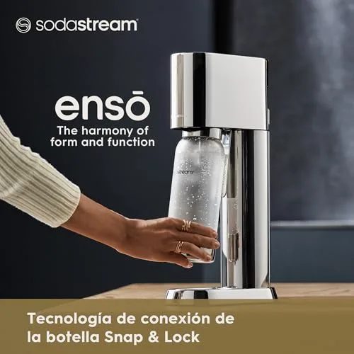 sodastream ▫️ Enso - Máquina de gaseificação de água premium em aço inoxidável, inclui garrafa de 1 litro para gaseificar, adequada para a máquina de lavar louça 4