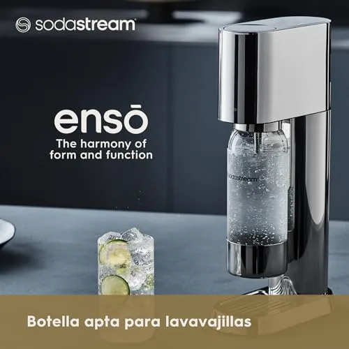sodastream ▫️ Enso - Máquina de gaseificação de água premium em aço inoxidável, inclui garrafa de 1 litro para gaseificar, adequada para a máquina de lavar louça 5