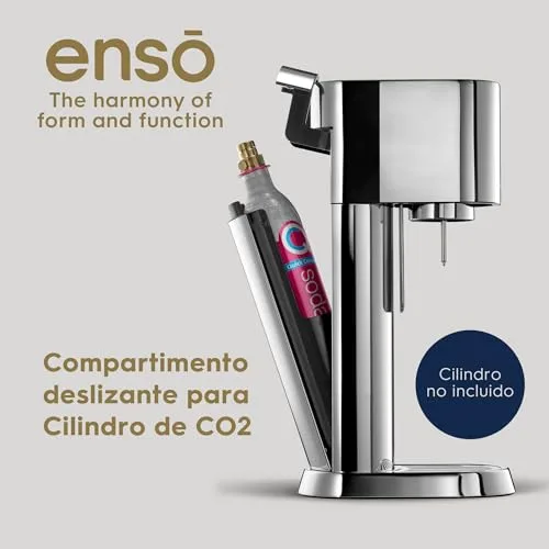 sodastream ▫️ Enso - Máquina de gaseificação de água premium em aço inoxidável, inclui garrafa de 1 litro para gaseificar, adequada para a máquina de lavar louça 7