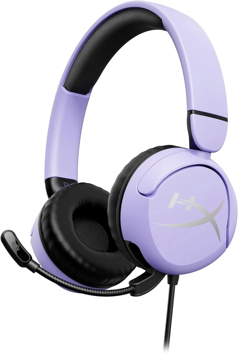 HyperX ▫️ Cloud Mini - Auscultadores de gaming com fio para crianças, volume limitado a 85 dB, para PC/Switch/PS/Chromebook/Xbox/telemóvel, cor lavanda