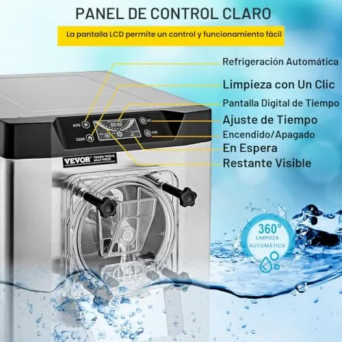 VEVOR ▫️ Máquina de gelados cremosos YKF-618, 16-20 L, Máquina de gelados cremosos em aço inoxidável 304, máquinas para fazer gelados cremosos, painel LCD inteligente em PVC de qualidade alimentar, 40 x 50 x 70 cm 5