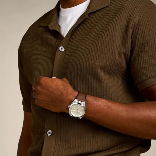 Fossil ▫️ Relógio Everett para homem, movimento de quartzo com data, três ponteiros e bracelete em pele ou aço 2